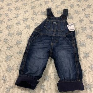 Oshkosh Flannel lined Blue Denim Overalls NEW Size 9 Mo Original Oshkosh Bgosh